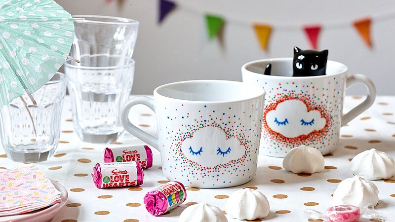 Cheery hand-painted mugs