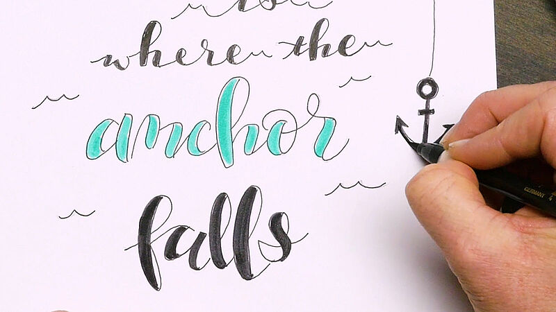 Hand drawing an anchor