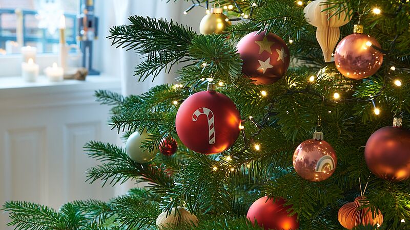 Festive glass baubles