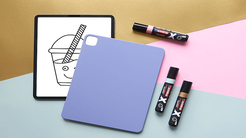 Illustration of a pen drawing on a window