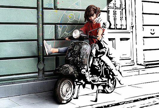 Woman on a vespa
