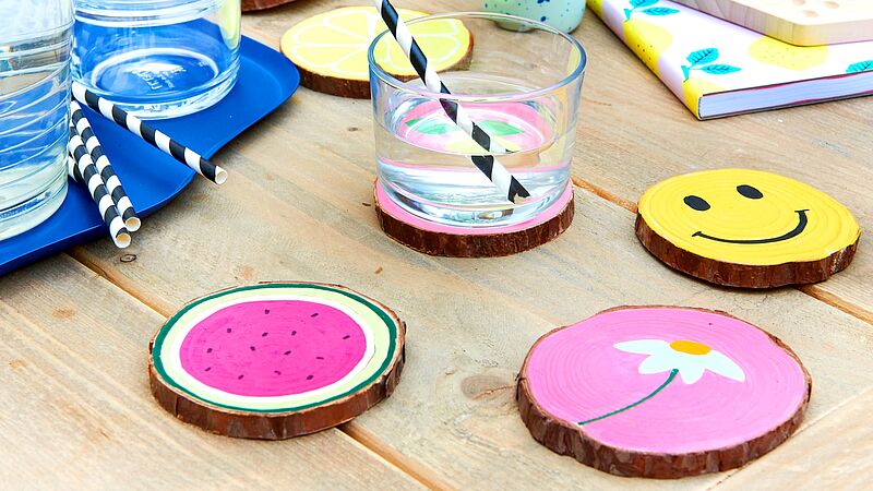 Wood slices with striking designs